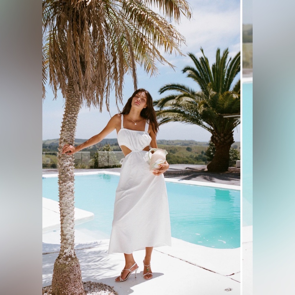 Sabo Chic Backless White Midi Dress